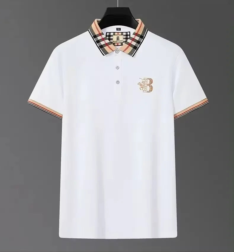 Luxury brand embroidered short sleeve POLO shirt men lapel top summer high-end silk cotton fashion business casual Paul T-shirt