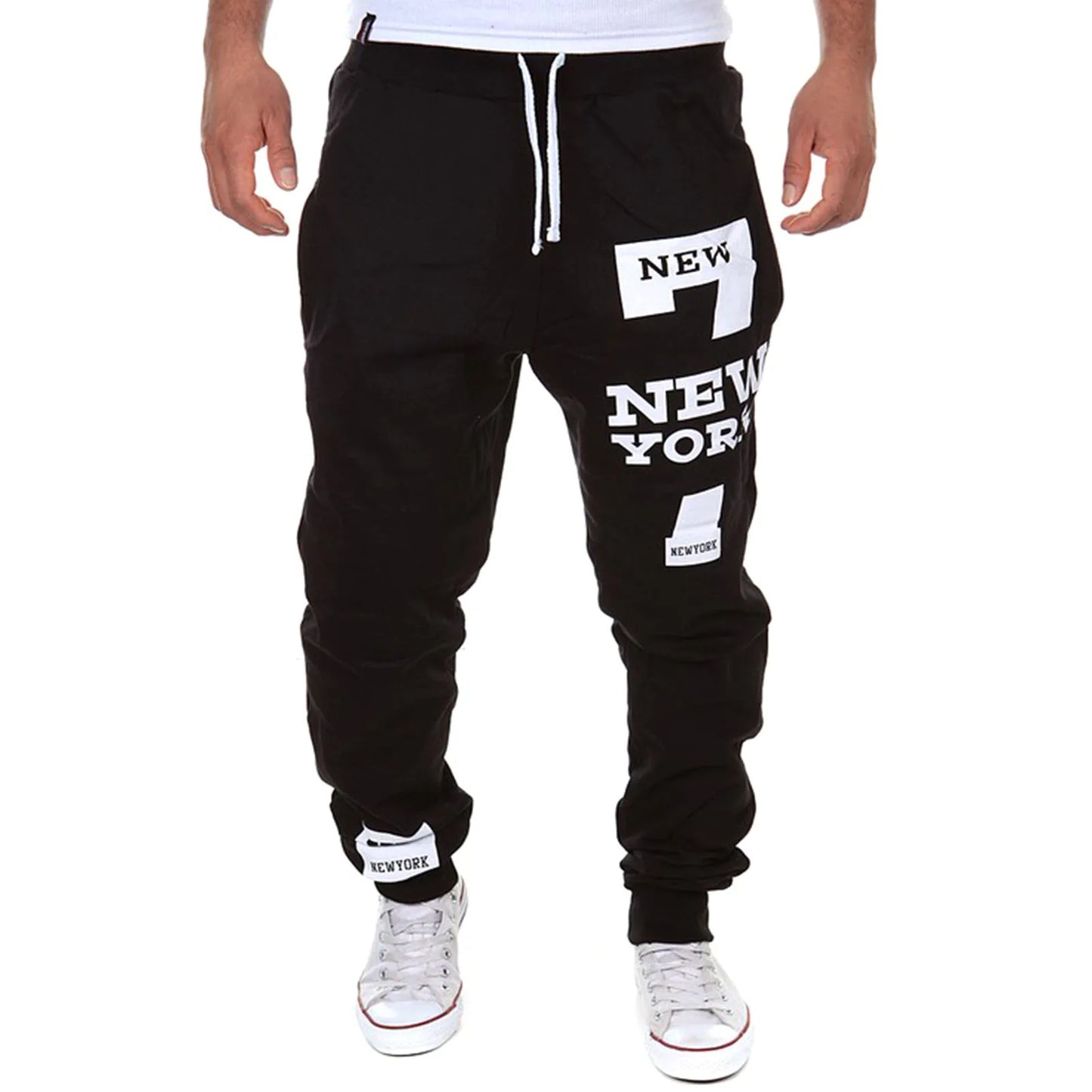Men's Active Sweatpants Letter Print Joggers Trousers Drawstring Elastic Waist Fitness Gym Sports Pants Autumn Winter