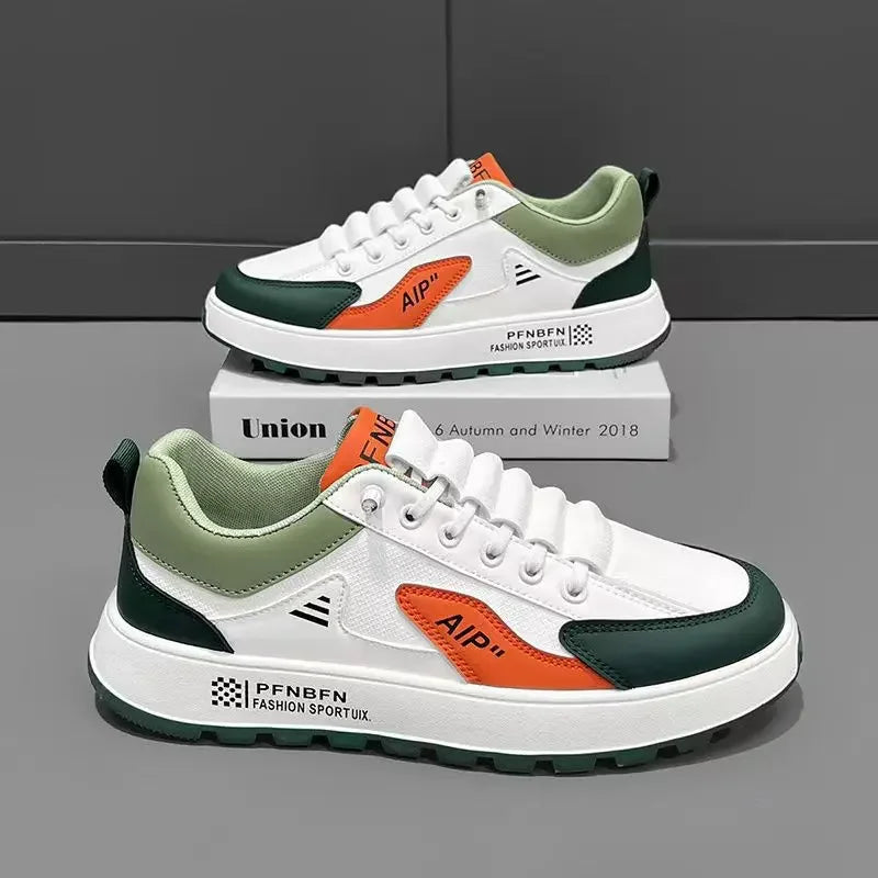 Men's Thick Sole Sneakers Designer Sports Shoes Fashion Casual Fiber Leather Breathable Height Increase Flat Thick Sole Shoes