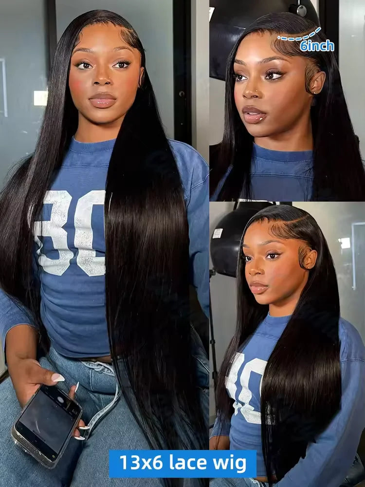 MELODIE 40 Inches 220 Density HD Lace Wig 13x6 Human Hair Wigs 13x4 Straight Closure Natural Baby Hair PrePlucked For Women
