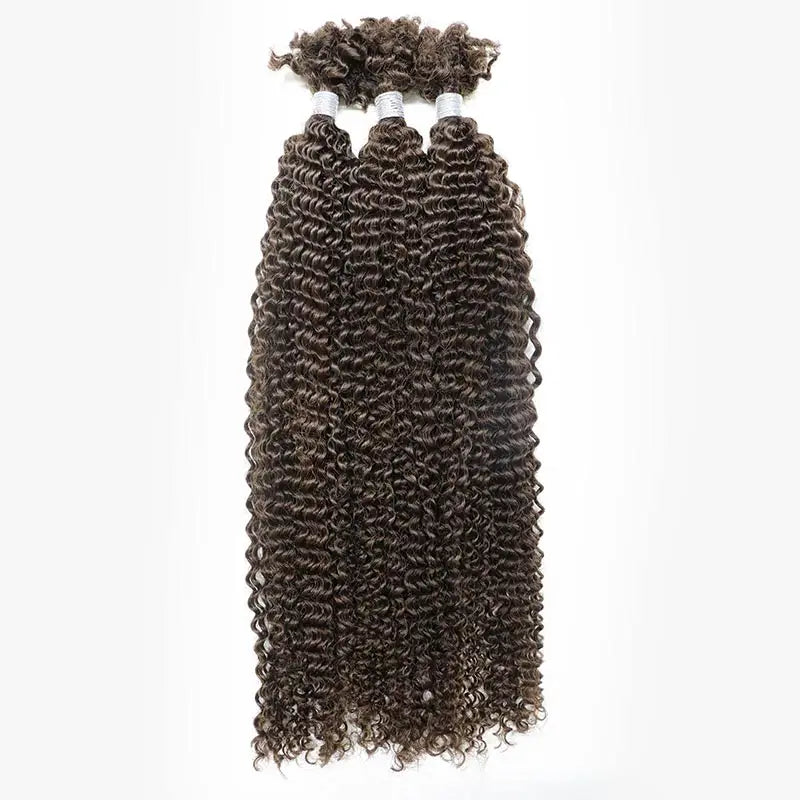 Sleek Kinky Twist Crochet Braiding Hair 100% Human hair Bundles Curly Human Hair Bulks QVR 3 PCS Afro Kinky V Bulk Hair for