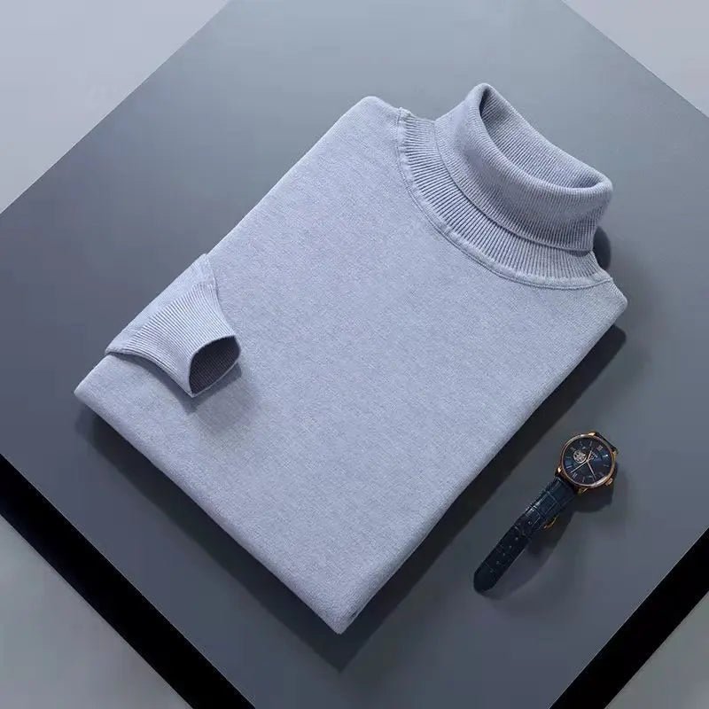Cashmere Cotton Blend Turtleneck Men Sweater 2024 Autumn Winter Clothes Rolled Neck Jumper Jersey Pull Homme Knitted Pullovers