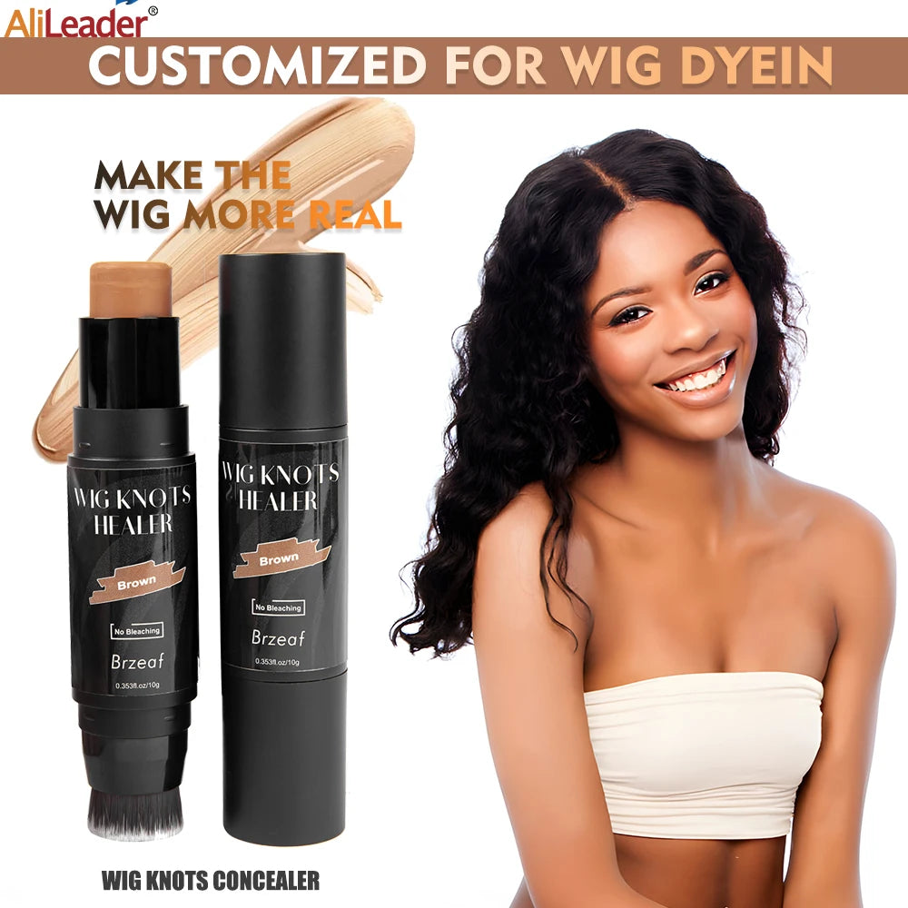 Wig Lace Dyeing Stick With Brush Double-Head Wig Knots Concealer Stick Lace Tint Spray For Lace Wigs & Frontal Part & Hairline