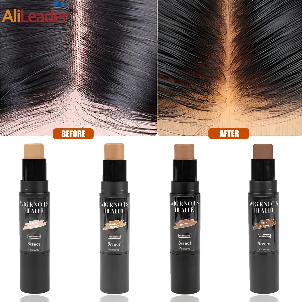 Wig Lace Dyeing Stick With Brush Double-Head Wig Knots Concealer Stick Lace Tint Spray For Lace Wigs & Frontal Part & Hairline
