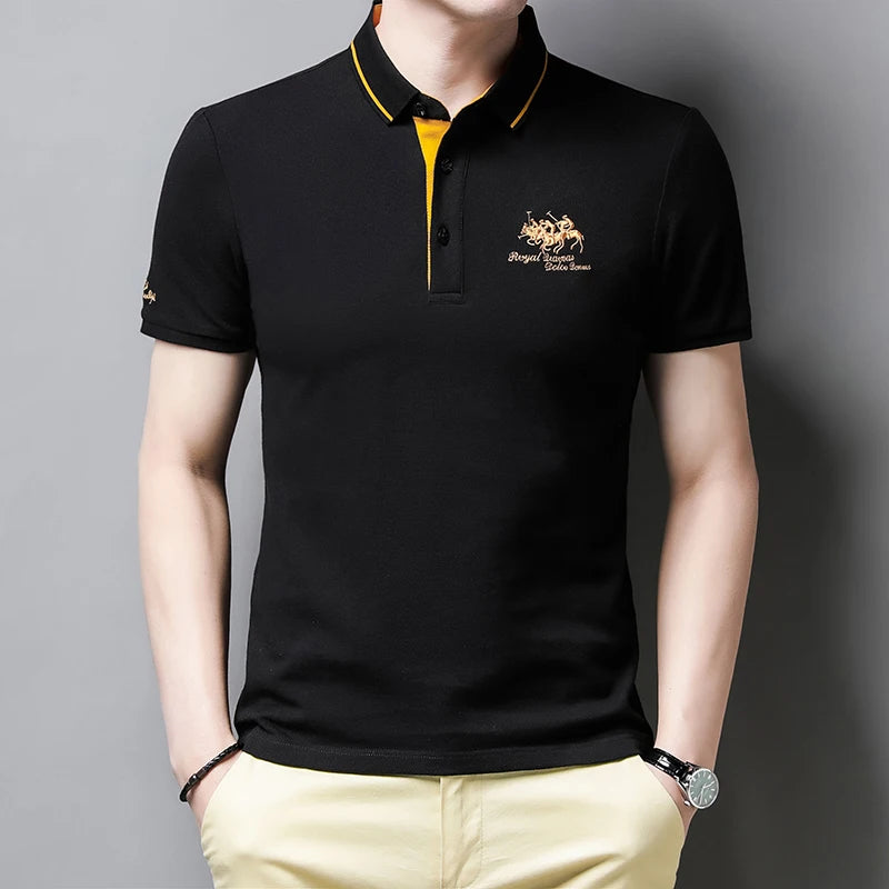 Brand embroidered cotton polo shirt men's high-end luxury top 2022 summer casual Lapel short sleeve T-shirt Korean fashion men's