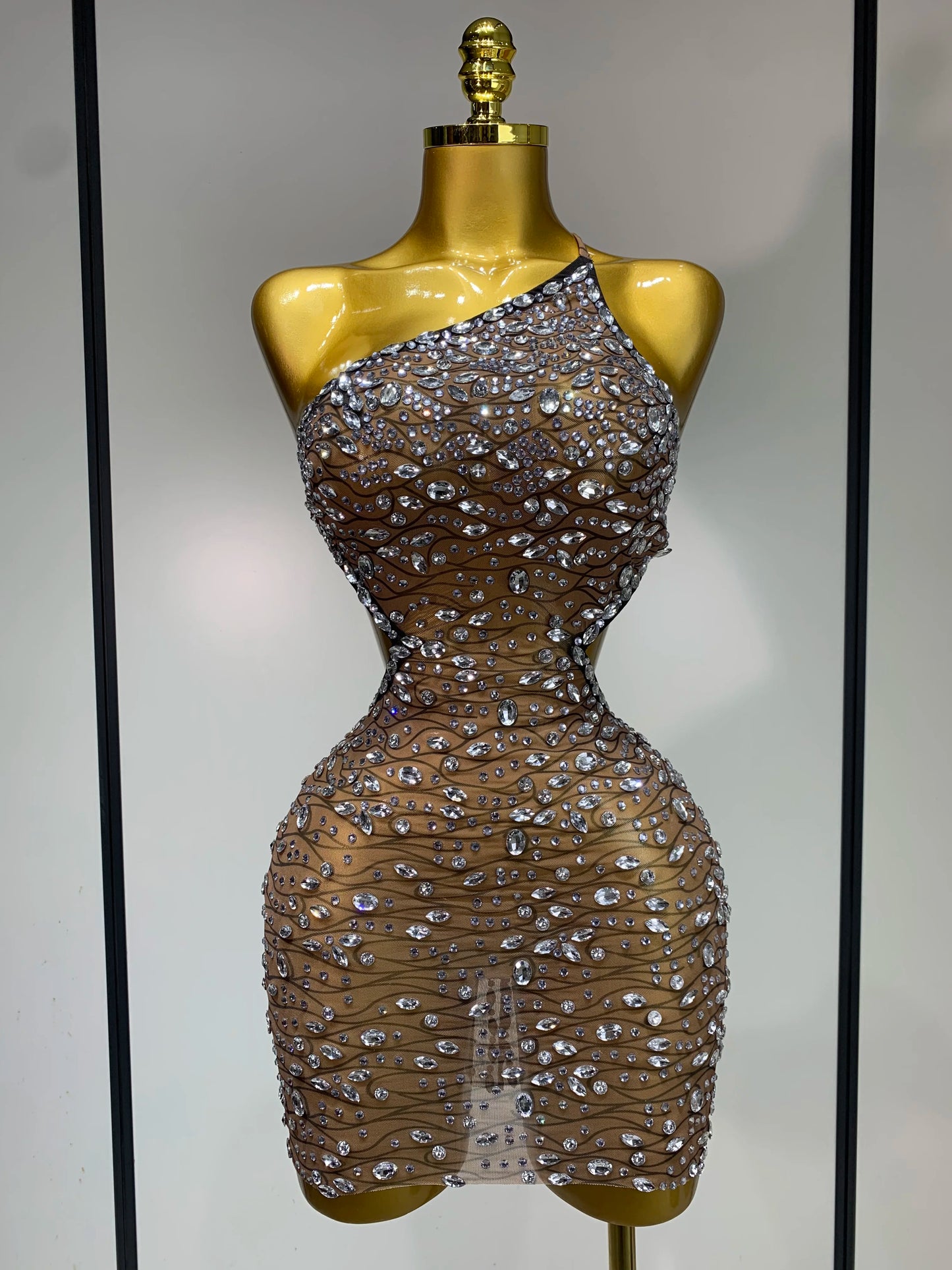 New Arrival Women 2025 Sexy Backless Hollow Out Diamond Evening Prom Gown Birthday Luxury Celebrate Stage Nightclub Outfit