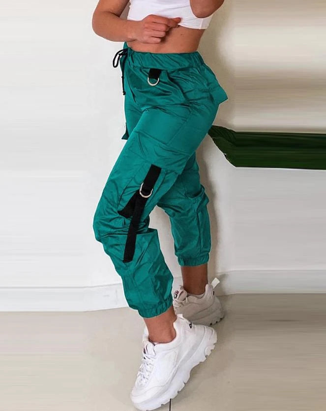 Cargo Pants Women Streetwear Autumn and Winter New Fashion Tight Versatile Casual Loose Waist Patch Pocket Trousers for Female