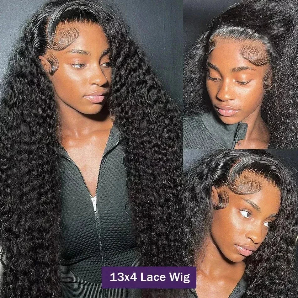 Human Hair 250 Density 13x6 Lace Front 30 40 Inch Deep Wave Wig Curly 13x4 Water Wave Glueless Pre Plucked HD Lace Frontal Wigs
