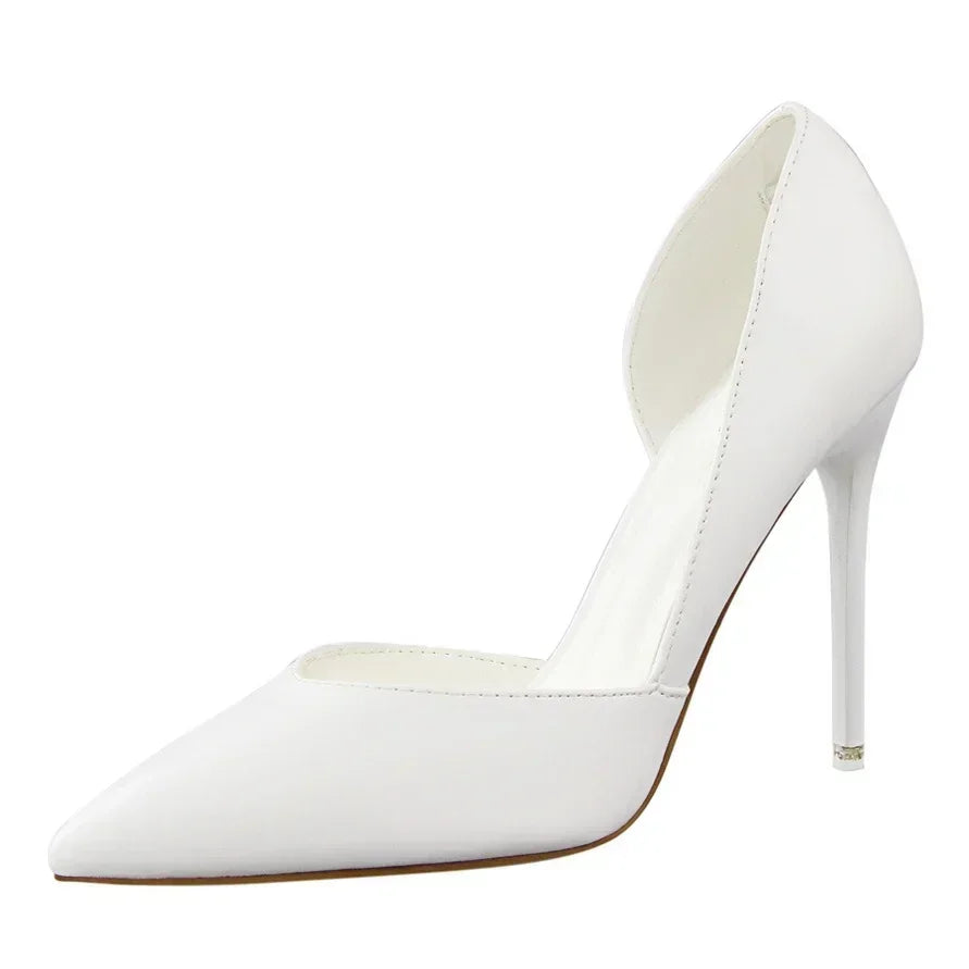 Summer Women Office Work 10.5cm High Heels Nightclub Leather Pumps Lady Fashion Concise Yellow Red Shoes Party Stiletto Heels