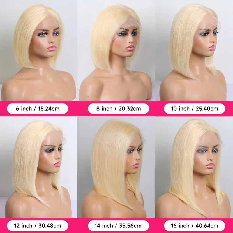 613 Blonde Bob Wig 13x6 13x4 Lace Frontal 5x5 Closure Wig Straight Brazilian Human Hair Lace Front Wigs For Women Pre Plucked