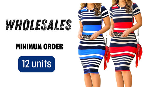Women's Casual Striped Round Neck Slim Fit Mid-Length Dress
